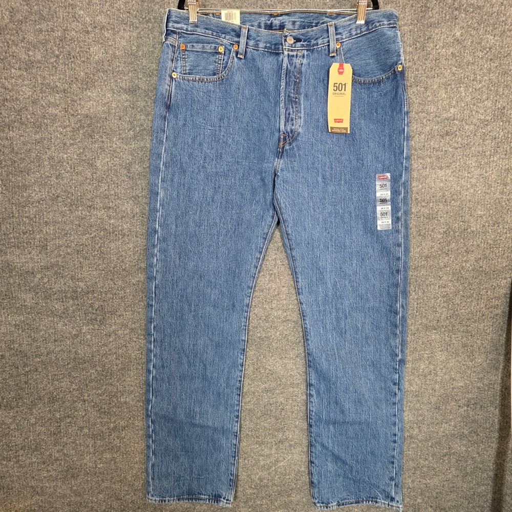 NEW Levis 501 Original Fit Mens Blue Denim Straight Leg Button Fly Jeans 38x34